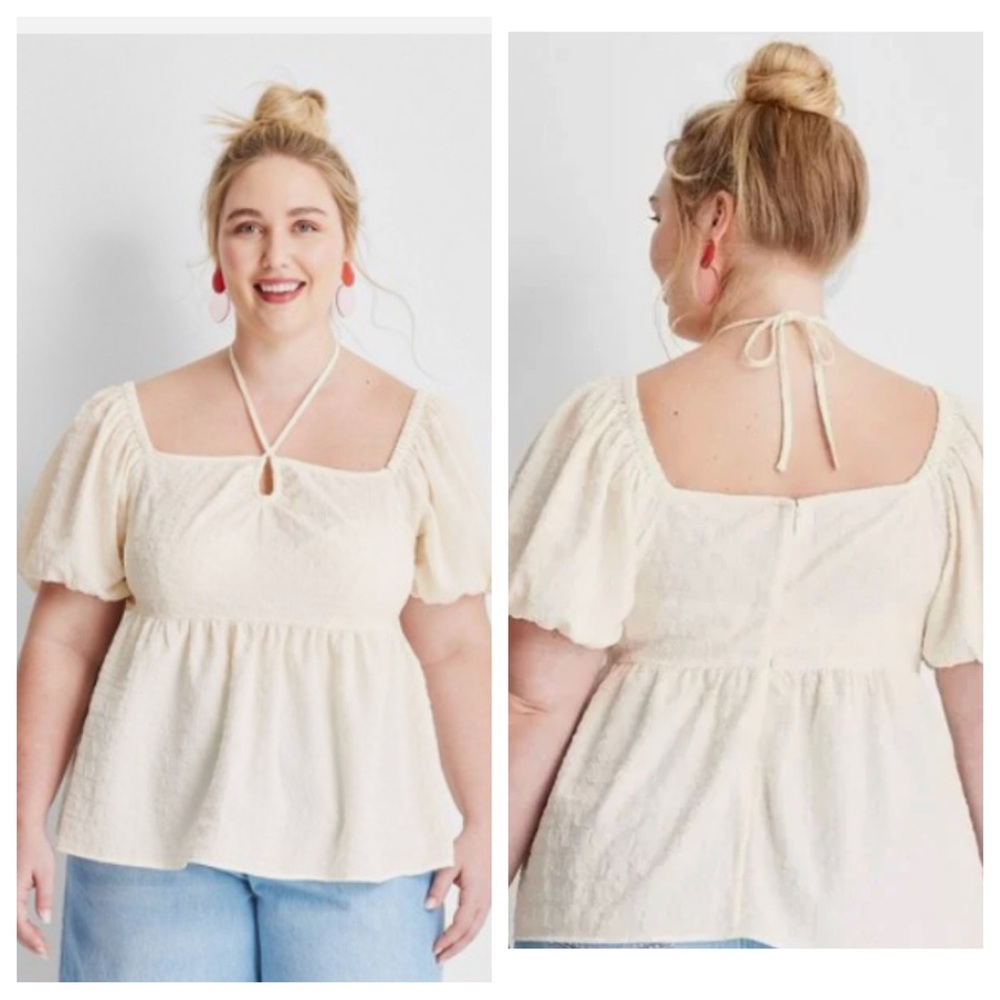 Target Future Collective with Gabriella Karefa-Johnson Peplum Cream Blouse